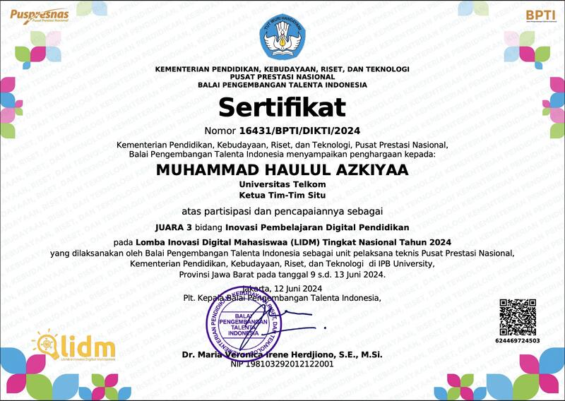 3rd Winner of Student Digital Innovation Competition (LIDM) 2024 (Education Digital Learning Innovation Division) - Media 1